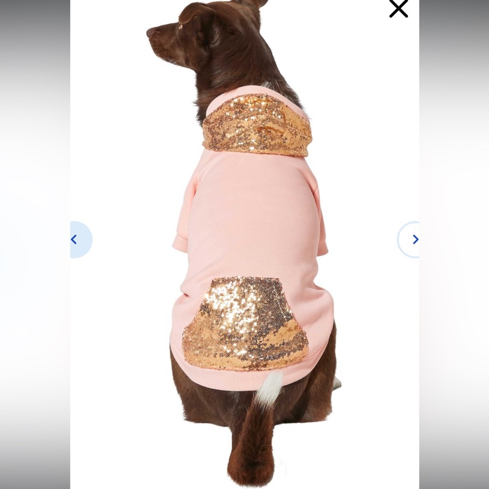 New Sassy & Classy Pink Hoodie w/ gold Sequin Accents Pet Apparel Ex-sm dog cat